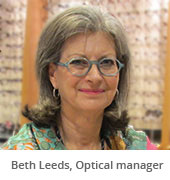 Optical Shop manager, Beth Leeds